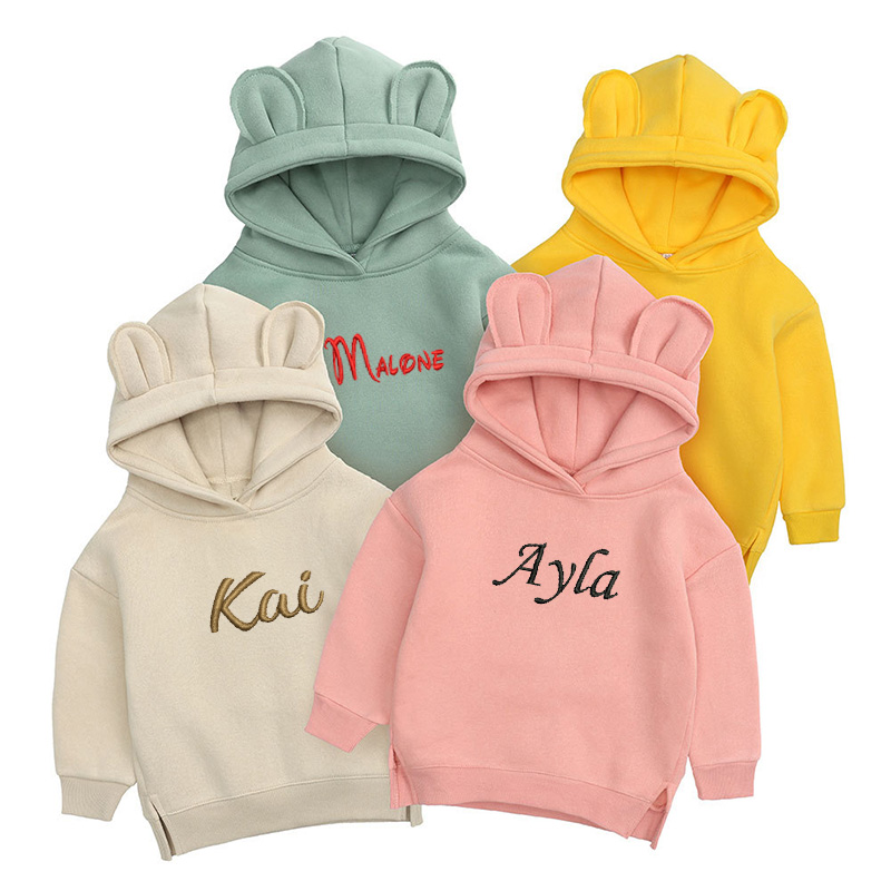 Winter Clothing Name - Kişiselleştirilmiş nakış çocuk ayı Hoodie özel