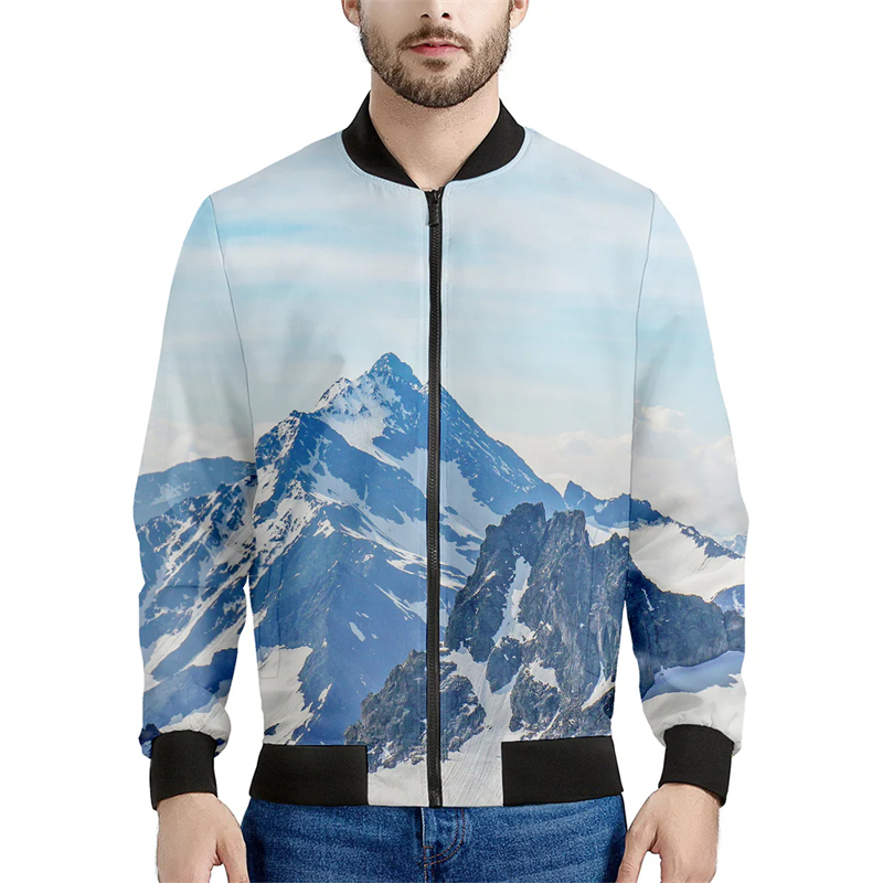Quality Winter Clothing Bomber Jacket - Dağ 3D baskılı bombacı ceketler erkek