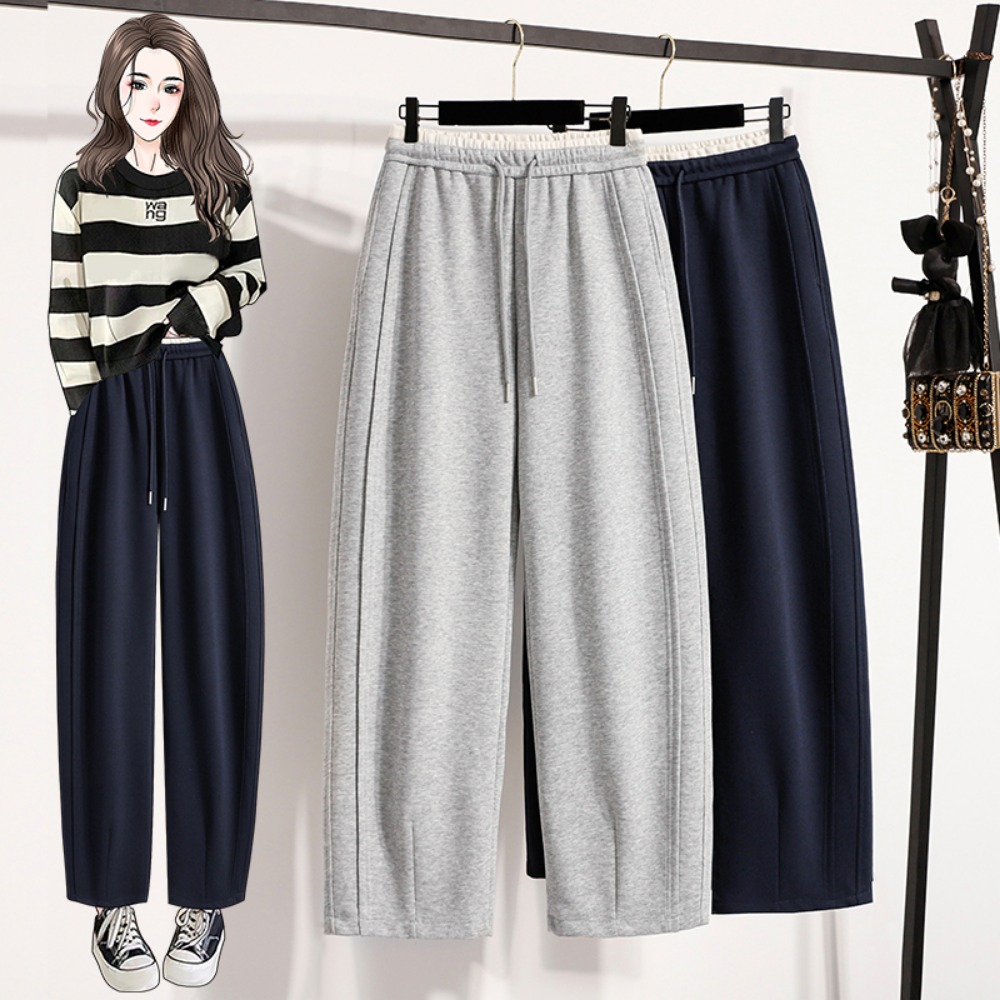 Winter Clothing Plus Size - Günlük Yüksek Bel Eklemeli Düz Paça
