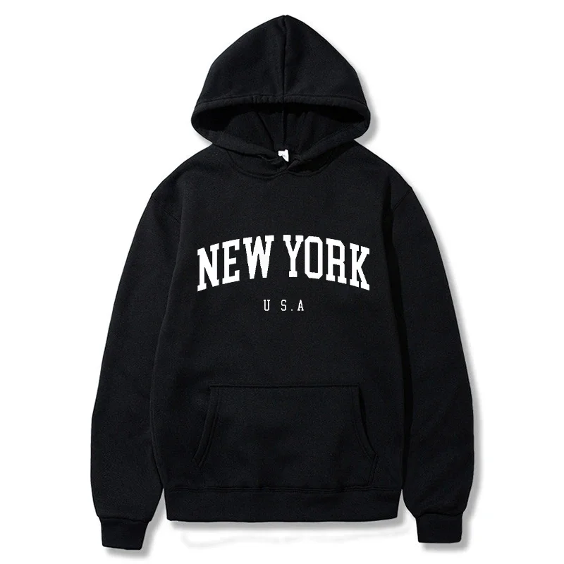 Winter Clothing New York - New York Baskı Erkek Kadın Kapüşonlular